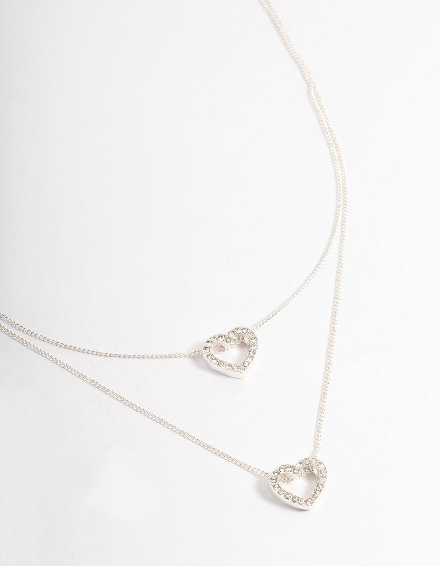 Silver Double Open Heart Necklace